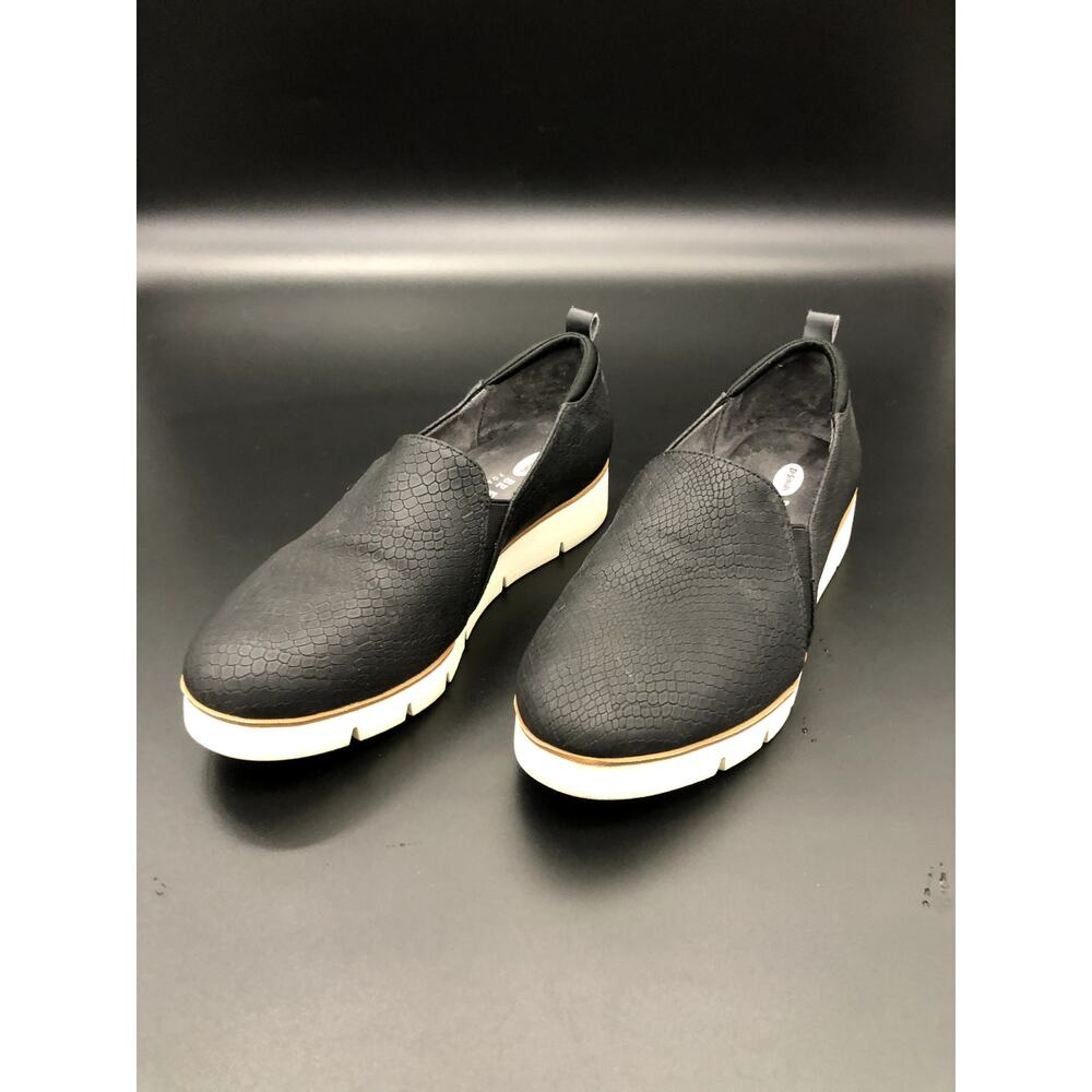 Dr. Scholl's Black Vegan Leather Snake Print Loafers, Women's SIze 7M/EUR 37
